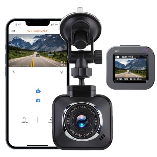 Cámara de Coche 1080P con WiFi, Almacenamiento 32GB Integrado, Visión Nocturna, 140° Gran Angular, G-Sensor, Montaje Magnético y Detección de Movimiento - Probada en UK