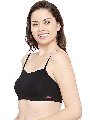 Image of Enamor Moulded Double Layer Front Women's Cotton Cami Bra - Detachable Slim Straps with Back Keyhole, Non Padded, Wirefree, High Coverage - A022 (Pack of 2)