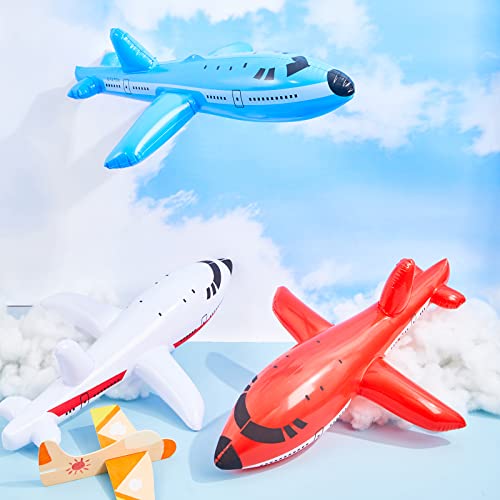 6 Pieces Inflatable Airplanes Aircraft Inflates Plane Inflated Toys For Kids Birthday Shower Party Decoration Supplies (Large) #TOP6