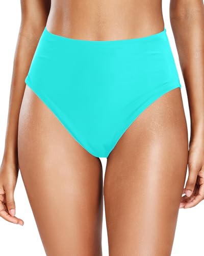 Image of Tempt Me Womens High Cut High Waisted Bikini Bottoms Tummy Control Bathing Suit Bottoms Swim Bottom Swimsuit Bottom