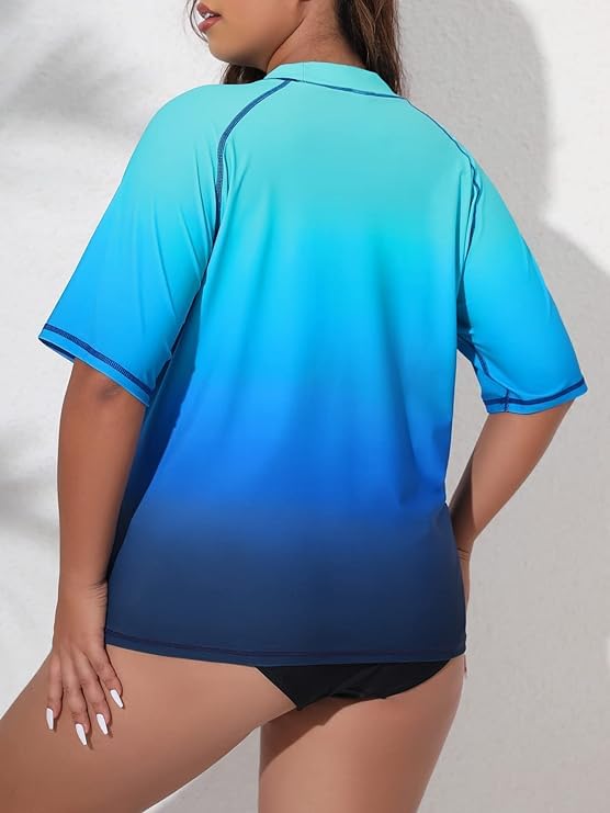 Halcurt Maillot de bain anti-UV à manches courtes pour femme