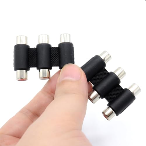 ZXUEZHENG 2 Pack RCA Female to Female Coupler,RCA Triple Coupler, RCA Barrel Connectors, RCA 3 Female to 3 Female Jack Connector Stereo Audio Video Cable Adapter Coupler Panel Mount，3 Female - Thumbnail 6