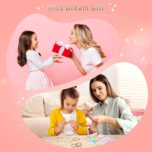 Image of LERUBGA 1300+ DIY Bracelet Making Kit for Kids, DIY Jewellery Making Art & Craft Kit with Clay Beads & Unicorn Charms, Gift for Girls (5-12 Years)
