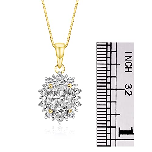 Image of Rylos Women's Yellow Gold Plated Silver Princess Diana Ring & Pendant Set. Gemstone & Diamonds, 9X7MM Birthstone. Matching Friendship Jewelry, Sizes 5-10.
