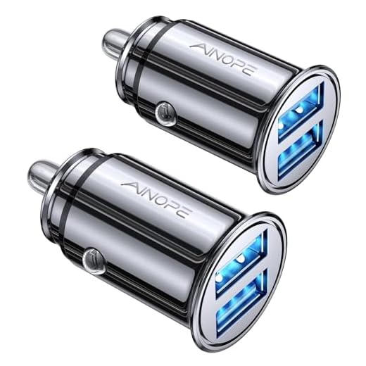 AINOPE 2 Pack Fast Mini Car Charger, 4.8A Metal Car Charger Adapter Flush Fit, Dual Port USB Car Charger Compatible with iPhone 14 13 12 Pro Max 8 Plus 7 6s, Samsung Galaxy S23/10/9/8/7, iPad Kindle