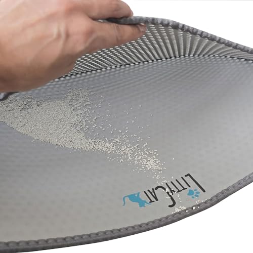 Littycat Katzenstreumatte abgerundet Katzenklo Matte Unterleger in der Größe 60x45cm, zweilagig, wasserdicht, weiche EVA-Matte mit Bienenwaben-Design, Anti-Rutsch, ideal für Katzenklos