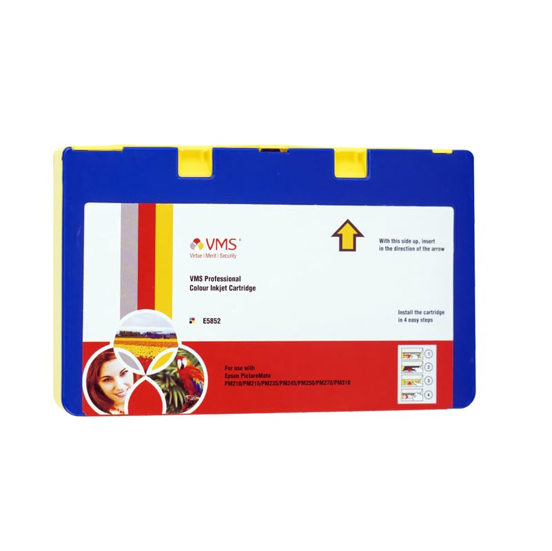 VMS Professional Colour Inkjet Cartridge E-5852 (CMYK) Suitable for Epson Printer Picture Mate PM 210 / PM 215 / PM 235 / PM 245 / PM 250 / PM 270 / PM 310