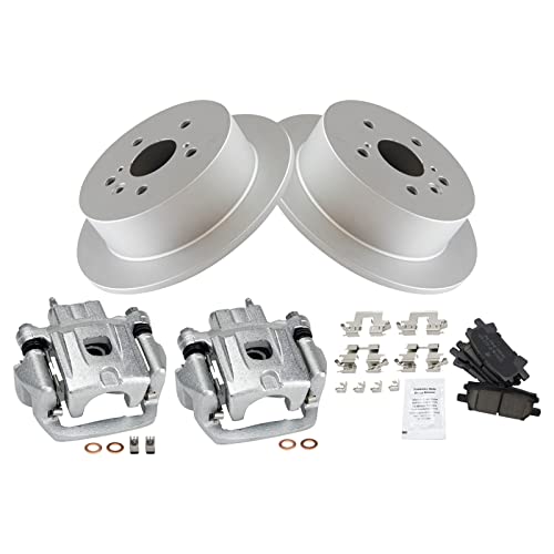 Image of TRQ Rear Ceramic Brake Pad and Rotor Set Coated