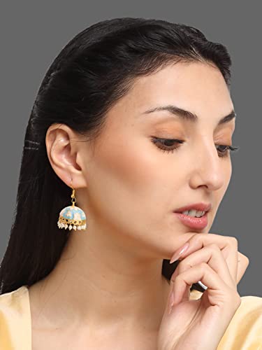Yellow Chimes Meenakari Jhumka Earrings for Women | Traditional Small Jhumki Earrings Set for Girls | Combo Set Jhumkas Ethnic Gold Plated Women Earrings | Birthday Gift For Girls - Image 4