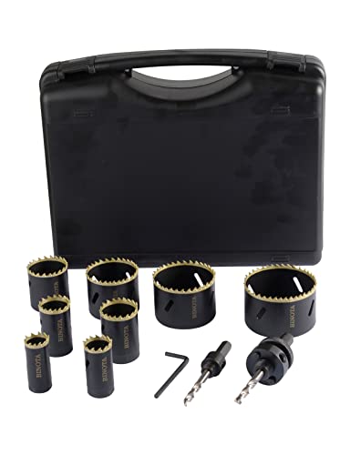 BINOTA Sega a Tazza Bimetallica M42, Kit 22-68 mm, per Metallo, Legno, Compensato, PVC, Fibra di Legno, Cartongesso, Set 22 25 29 35 40 51 60 68mm