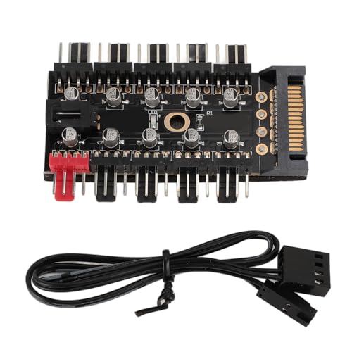 PC Chassis Fan Hub, 10 Port 12V 4 Pin CPU Cooling Fan PWM Hub for Computer Motherboard (Serial ATA Power)