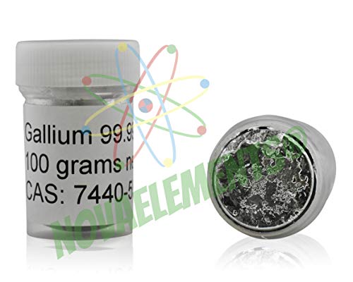 Gallium 100 grams 99.997% label, Gallium metal for elements collection, Gallium metal, Gallium element, Gallium for experiments, experiment Gallium spoon