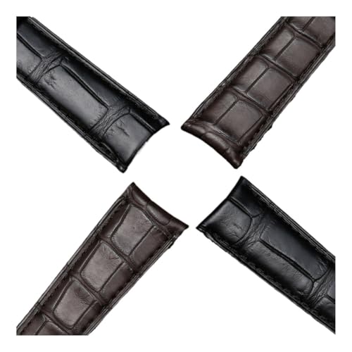 Bracelet montre 21mm en cuir marron et noir à extrémité incurvée pour modèle Master - 7