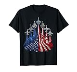 4th of July Fighter Jet US Flag American Military Planes T-Shirt