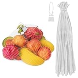 24" Mesh Produce Bags Set of 100 - Reusable Produce Bags with Plastic Lock, Durable & Tear Resistant Mesh Bag Set - Multi-use Onion Bag for Easy Storage of Fruits, Vegetables, Potatoes and Seafood