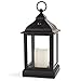 Bright Zeal 9" Vintage Candle Lantern with LED Flickering Flameless Candle (Black, 8hr Timer) - Decorative Lanterns Battery Powered - Hanging Lanterns Decorative Indoor - LED Tabletop Lanterns