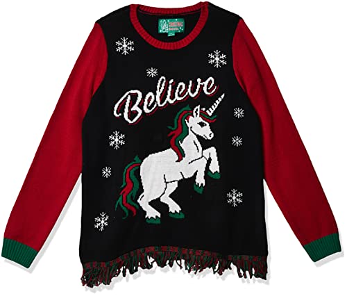 Ugly Christmas Sweater Juniors Light-Up Feliz Navidad Cactus Pullover Fringe