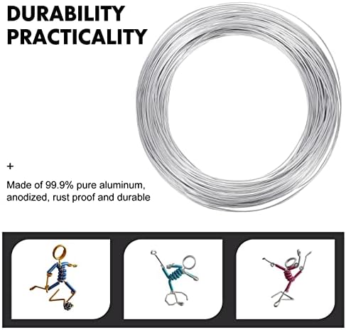 EXCEART 1 Roll 50M Aluminum Craft Wire 1mm Thick Bendable Metal Crafting Wire with Cutting Pliers Flexible Silver Modelling Wire Soft Metal Jewellery Wire