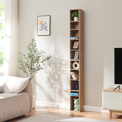 Lo scaffale è dotato di 10 scomparti sovrapposti con ripiani regolabili in altezza. Gli scomparti offrono la flessibilità di adattare lo spazio interno alle proprie esigenze. Questo rende il mobile estremamente versatile, ideale per riporre CD, DVD, libri e oggetti decorativi di diverse dimensioni.
