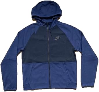NIKE Men's Sportswear Full Zip Hoodie Tech Fleece Cotton Blue zip Colour block Men Size Small S