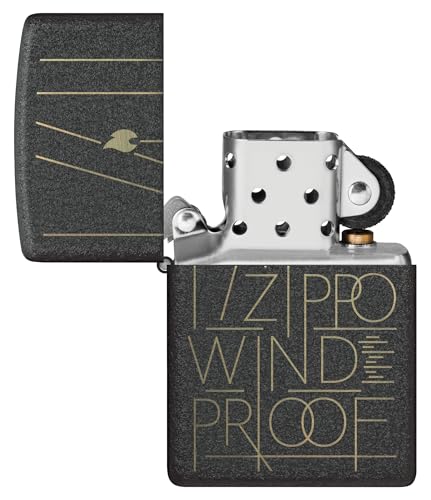 Image of Zippo Line Art Zippo Design Black Crackle,Windproof Pocket Fuel Refillable Lighter, BIS Certified