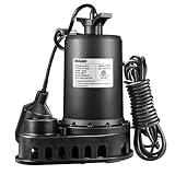 WASSERMANN 1/2HP Sump Pump,3300GPH Thermoplastic Utility Pump Electric Portable Transfer Clean/Dirty Submersible Pump with Float Switch for Pool Tub Garden Pond Draining with 10 FT Cord
