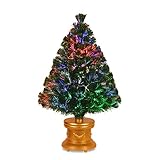 National Tree 36 Inch Fiber Optic Evergreen Firework Tree with Gold Column Base (SZEX7-100L-36-1)