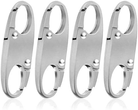 Paquete de 4 candados para cremallera de mochila, clips antirrobo desmontables con mosquetón para viajes y acampadas (Plateado)