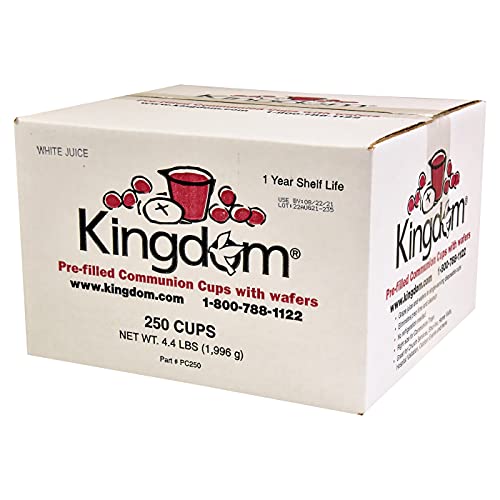 Kingdom Prefilled Communion Cup With Wafers(250Ct - White Juice) Sealed In A Single-Serving Container With One-Year Shelf Life, Perfect For Holy Eucharist Celebration In Hospitals, Summer Camps, And More! #TOP3