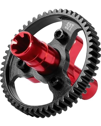 Rcarmumb 52T 0.8Mod Slipper Clutch Upgrades Part for Arrm a 1/10 Big Rock Granite Kraton Outcast Senton Vorteks 1/8 Typhon,45# Steel 52T Slipper Set with Slipper Shaft,Replace #ARA310948,Red