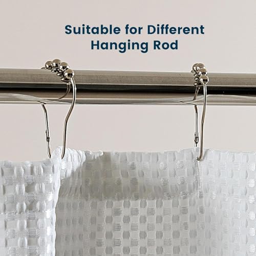SLEEP ZONE Shower Curtain Liner, Waffle Shower Curtains for Bathroom, Heavy Duty Thick Fabric Shower Curtains - 285GSM Luxury Weighted Polyester Bath Curtain, 72" × 84" (Pure White) - image 4