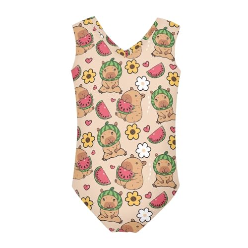 Image of Cartoon Pattern Kids Girls Bathing Suits One Piece Swimsuit Soft & Quick Dry, 5-14Years