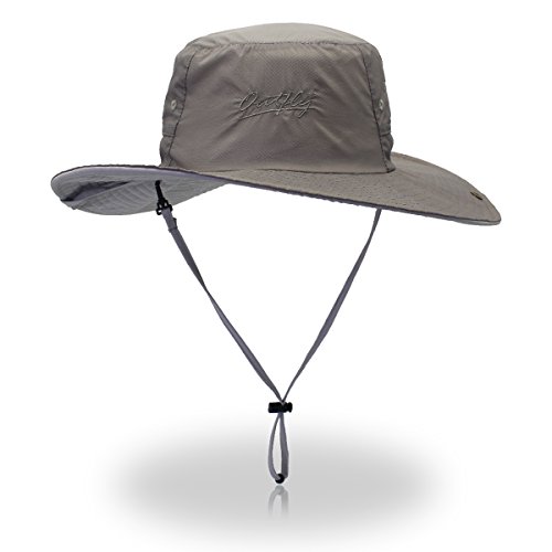 Outfly - Sombrero de pesca ultraligero, protección solar, ala ancha, secado rápido, UV50+, Mujer, color gris, tamaño Talla única