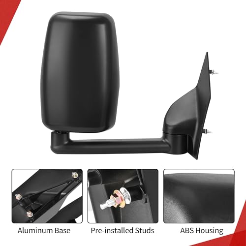 YITAMOTOR Right Passenger Side Mirror Towing Mirror Compatible with 2003-2019 Chevy Express GMC Savana 1500 2500 3500 Manual Folding Manual Adjustment Door Mirror Tow Mirror Black by YITAMOTOR - Image 6
