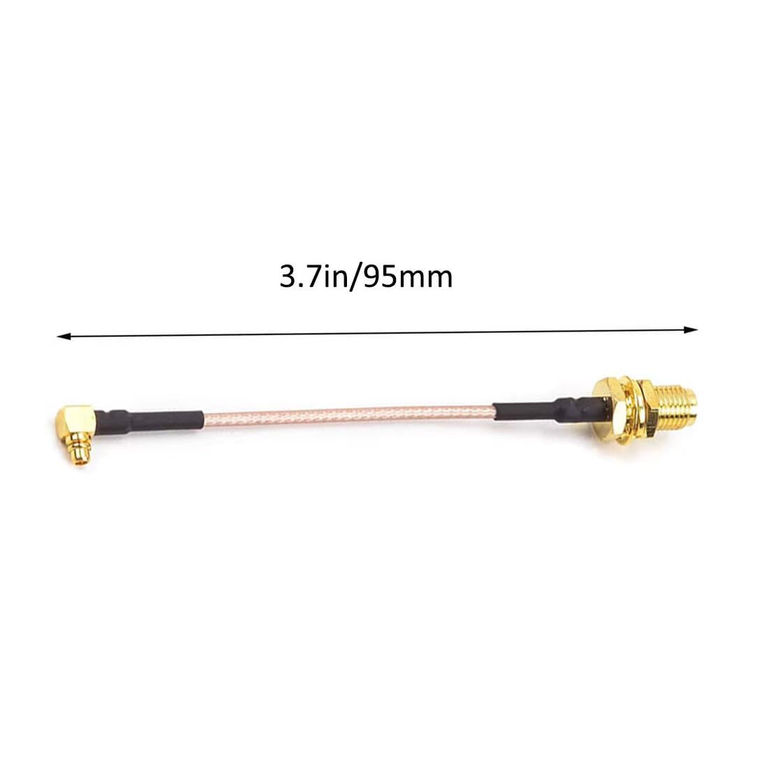 CORONIR Angle Head MMCX to SMA Female Low Loss FPV Antenna Extension Cable Adapter for FPV Racing Drone Quadcopter DIY Accs(95mm/3.7