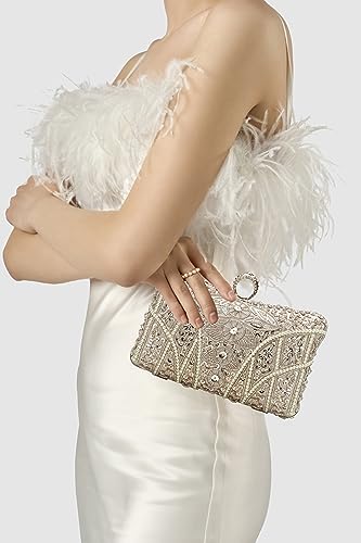 Image of BABEYOND 1920s Flapper Clutch Gatsby Pearl Handbag Roaring 20s Evening Clutch Beaded Bag 1920s Gatsby Costume Accessories