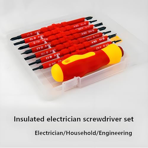 Image of Insulated Screwdriver Set for Electricians - Ergonomic Handle, Magnetized Tips, Durable for Electrical Work, Receptacle & Outlet Screwdriver, Multi-Tool (8 in1)