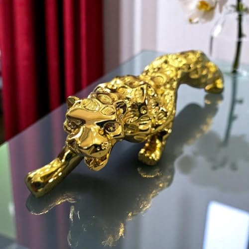 URBANVIBE HANDICRAFTS Golden Jaguar Showpiece - TV Unit House Decoration Items for Living Room, Show Piece for Home Decor (Spotted Design) (12 Inch/30 Cm) URBANVIBE HANDICRAFTS Golden Jaguar Showpiece - TV Unit House Decoration Items for Living Room, Show Piece for Home Decor (Spotted Design) (12 Inch/30 Cm)