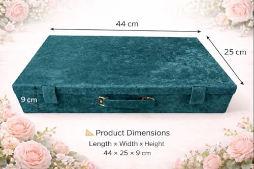 Image of Bangle Box for Women 6 Rod | Bridal Chura Organizer Box with Detachable Rods | Velvet Jewellery Storage Box with Magnetic Lock & Handle | Bangles Holder Case for Jewellery Storage (Green)