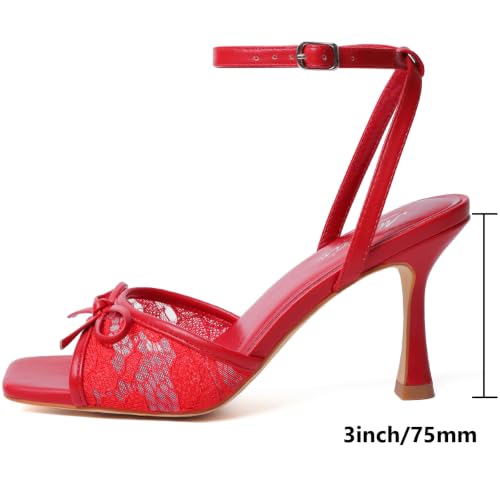 Image of Mostrin Chunky Heels for Women Round Open Toe Strappy Heeled Sandals Ankle Strap Dressy Block Low Heels for Party Wedding Prom Daily