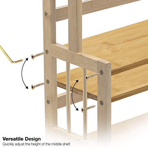 Sorbus Kitchen Countertop Organizer Bamboo Wooden Counter Storage Shelf Rack For Spice, Soap, Skin Care, Makeup Display Stand, Bathroom Shelves, Vanity, Office (3-Tier) #TOP6