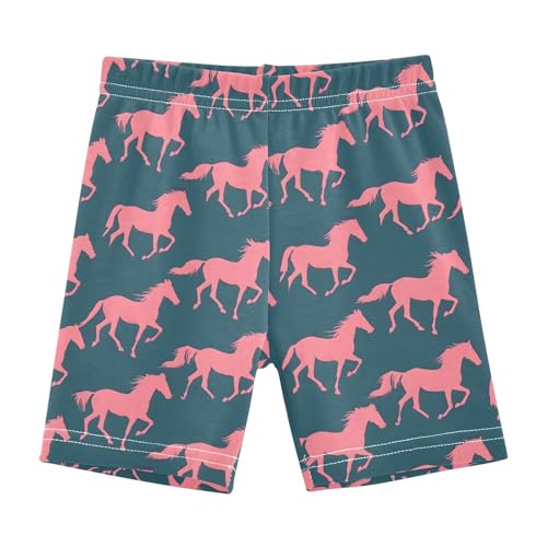 Pink Horses Prints Girls Shorts Elastic Waist Sports Shorts Girls Leggings Pants for 4-10 Years
