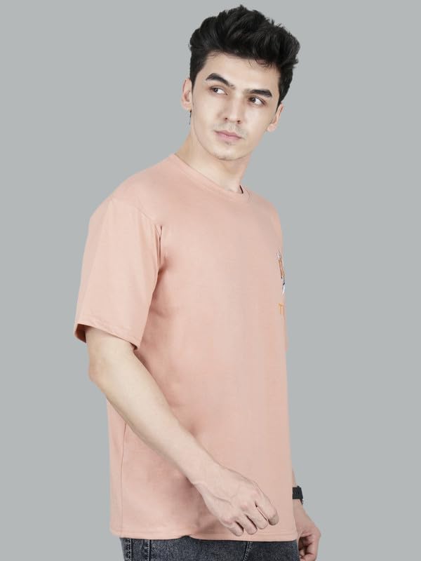 Image of London Hills Men's Cotton Oversized Fit Casual Printed Round Neck, Oversized Longline Drop Shoulder Boho Style T-Shirt