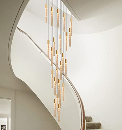 157" H Crystals Chandeliers For Living Room Led Lights Remote Dimmable Chandeliers Modern Crystal Entryway Chandeliers Light Fixture Crystal Chandelier Storey Foyer Chandeliers Led Bulbs Included #TOP5