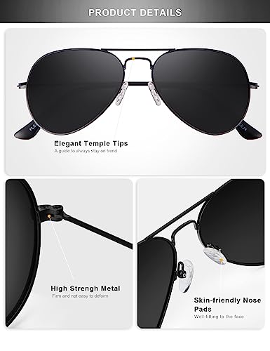 Classic Aviator Sunglasses for Men Women Driving Fishing Sun glasses 4 Pack3