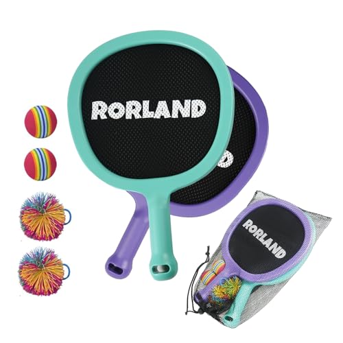 RORLAND Portable Paddles and Bouncy Balls Set for Kids or Adults Indoor Outdoor Activities, Sport Game for Beginner or Intermediate Fun Play, Swing Racket in Beach Pool Backyard Playground Lawn Park