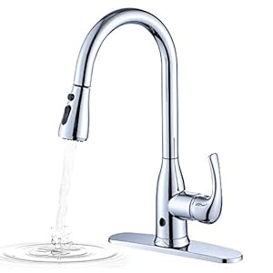 Berührungsfreie Küchenarmatur, Einhebelmischer, hoch sitzender, biegsamer Hals, mit zwei Sensoren, modernes Design, für warmes und kaltes Wasser, Wasserhahn mit UK-Standard-Beschlägen, Chrom