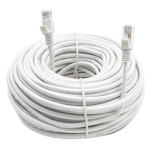 WEYKOS Cat5e Network Ethernet Patch Cable RJ45 Computer Network Cord 350Mhz Internet Wire Patch Cord LAN Cable UTP 24AWG for Home and Office PC, Laptop, Modem, Router, TVs, White (100ft)