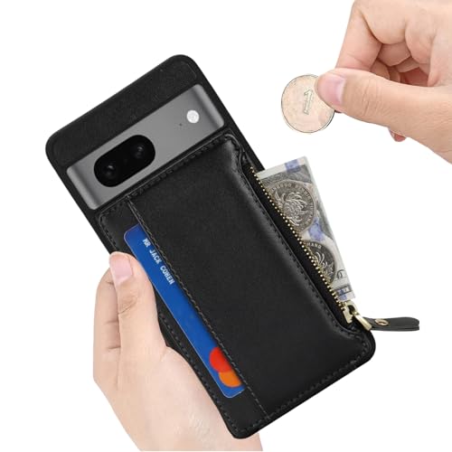 Image of Cavor for Google Pixel 7 Case Wallet with Card Holder, Black