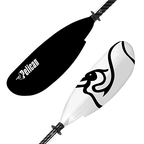 Pelican - Symbiosa Lightweight Carbon Wrapped Aluminium Paddle – PS1148 - High-End Performance Touring Wrapped Carbon Shaft & Fiberglass Reinforced Blade, Black White